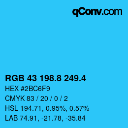 カラーコード: RGB 43 198.8 249.4 | qconv.com