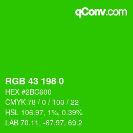 Color code: RGB 43 198 0 | qconv.com