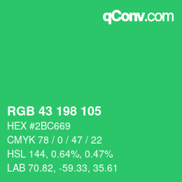 Color code: RGB 43 198 105 | qconv.com