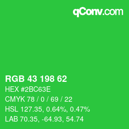 カラーコード: RGB 43 198 62 | qconv.com
