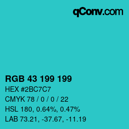 Color code: RGB 43 199 199 | qconv.com