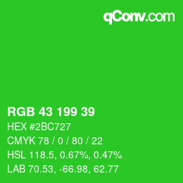 カラーコード: RGB 43 199 39 | qconv.com