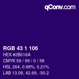Color code: RGB 43 1 106 | qconv.com