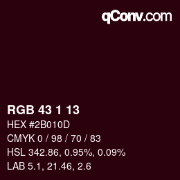 Color code: RGB 43 1 13 | qconv.com