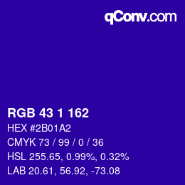 Código de color: RGB 43 1 162 | qconv.com