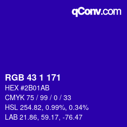 Color code: RGB 43 1 171 | qconv.com