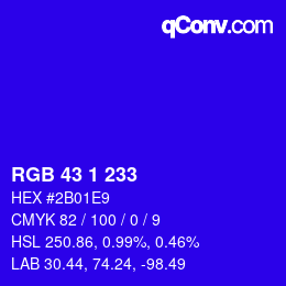 Color code: RGB 43 1 233 | qconv.com