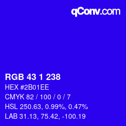 Color code: RGB 43 1 238 | qconv.com