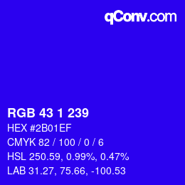 Color code: RGB 43 1 239 | qconv.com