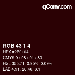 Color code: RGB 43 1 4 | qconv.com
