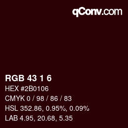 カラーコード: RGB 43 1 6 | qconv.com
