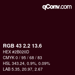 カラーコード: RGB 43 2.2 13.6 | qconv.com