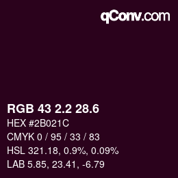 カラーコード: RGB 43 2.2 28.6 | qconv.com