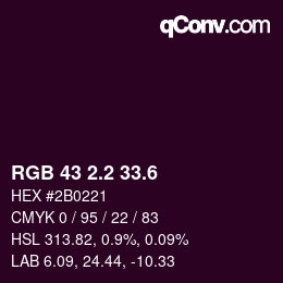 カラーコード: RGB 43 2.2 33.6 | qconv.com