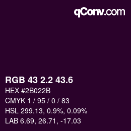 カラーコード: RGB 43 2.2 43.6 | qconv.com