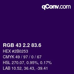 カラーコード: RGB 43 2.2 83.6 | qconv.com