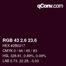 カラーコード: RGB 43 2.6 23.6 | qconv.com
