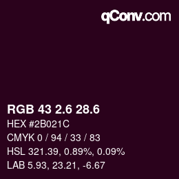 カラーコード: RGB 43 2.6 28.6 | qconv.com