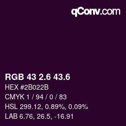 カラーコード: RGB 43 2.6 43.6 | qconv.com