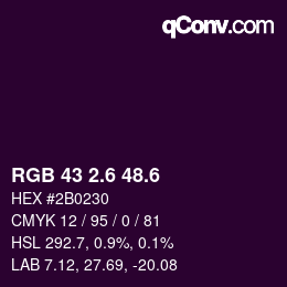 カラーコード: RGB 43 2.6 48.6 | qconv.com