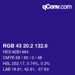 カラーコード: RGB 43 20.2 132.6 | qconv.com