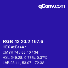カラーコード: RGB 43 20.2 167.6 | qconv.com