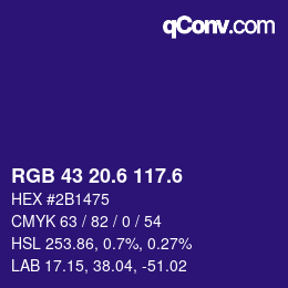 カラーコード: RGB 43 20.6 117.6 | qconv.com
