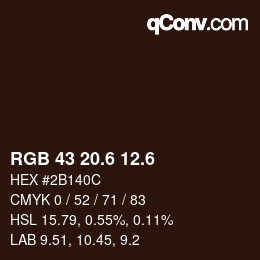 カラーコード: RGB 43 20.6 12.6 | qconv.com