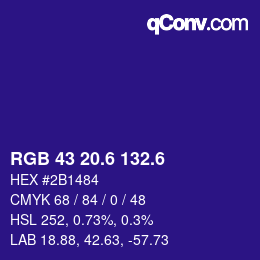カラーコード: RGB 43 20.6 132.6 | qconv.com