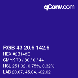 カラーコード: RGB 43 20.6 142.6 | qconv.com