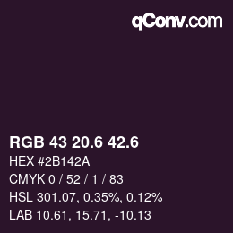 カラーコード: RGB 43 20.6 42.6 | qconv.com
