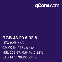 カラーコード: RGB 43 20.6 92.6 | qconv.com