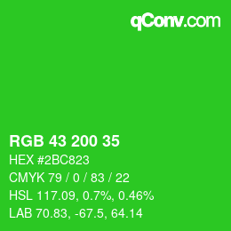 カラーコード: RGB 43 200 35 | qconv.com