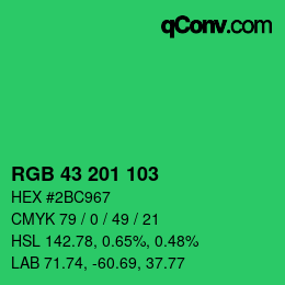 Color code: RGB 43 201 103 | qconv.com