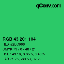 Código de color: RGB 43 201 104 | qconv.com