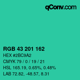 Color code: RGB 43 201 162 | qconv.com