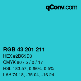 Color code: RGB 43 201 211 | qconv.com