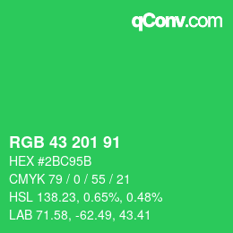 カラーコード: RGB 43 201 91 | qconv.com