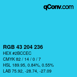 Color code: RGB 43 204 236 | qconv.com