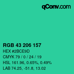 Color code: RGB 43 206 157 | qconv.com