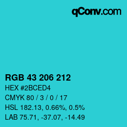 Código de color: RGB 43 206 212 | qconv.com