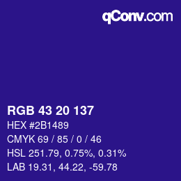 Color code: RGB 43 20 137 | qconv.com