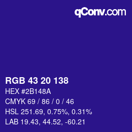 Color code: RGB 43 20 138 | qconv.com