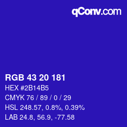 Color code: RGB 43 20 181 | qconv.com
