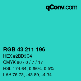 Color code: RGB 43 211 196 | qconv.com