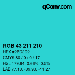 Farbcode: RGB 43 211 210 | qconv.com