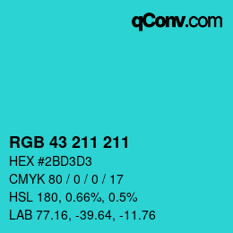 Color code: RGB 43 211 211 | qconv.com