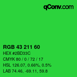 カラーコード: RGB 43 211 60 | qconv.com