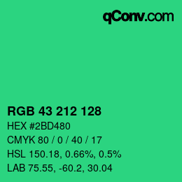 颜色代码: RGB 43 212 128 | qconv.com