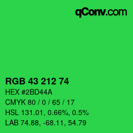 Color code: RGB 43 212 74 | qconv.com